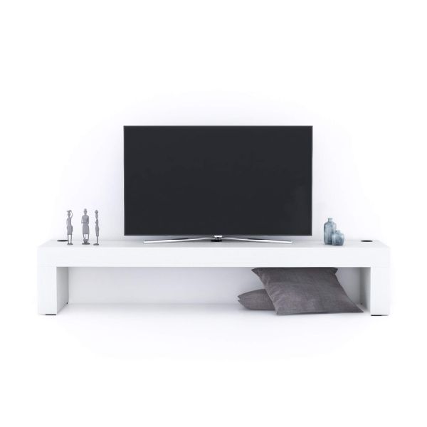 Meuble TV Evolution 180x40, Frêne Blanc avec Chargeur Sans Fil image détaillée 1