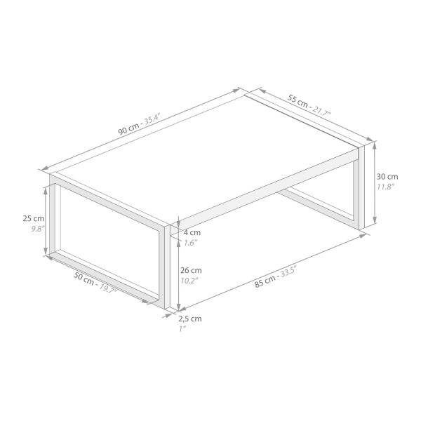 Luxury, Couchtisch, schwarzer Beton Technisches Bild 1