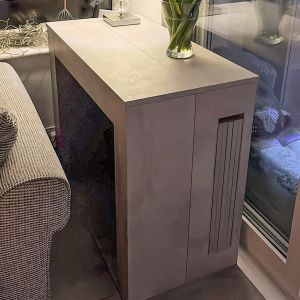 Easy, Extendable Console Table with extension leaves holder, 45(305)x 90 cm, Concrete Effect, Grey