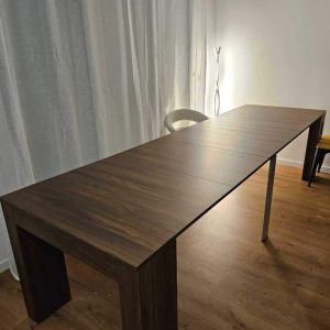 Uitschuifbare Consoletafel met verlengstukhouder Easy, 45(305)x 90 cm, Canaletto Noten