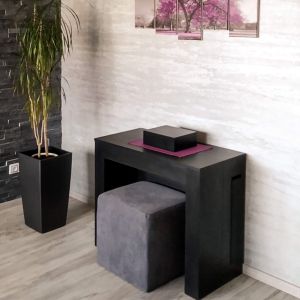 Masă Consolă Extensibilă cu suport pentru extensii Easy, 45(305)x 90 cm, Negru Frasin