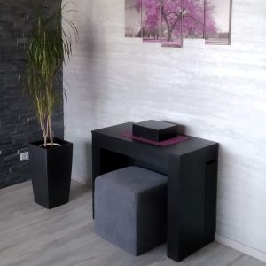 Masă Consolă Extensibilă cu suport pentru extensii Easy, 45(305)x 90 cm, Negru Frasin