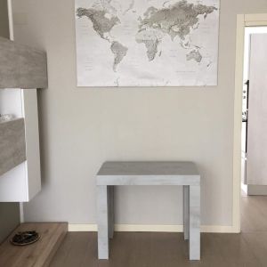 First, Extendable Console Table, 45(305)x90 cm, Concrete Effect, Grey