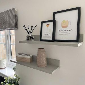 Set of 2 Rachele shelves, 80 cm, Concrete Effect, Grey