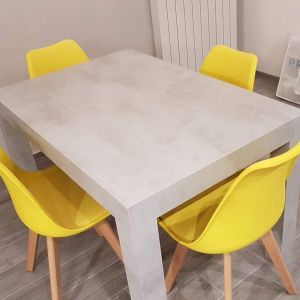 First Extendable Table, 120(200)x80 cm, Concrete Effect, Grey