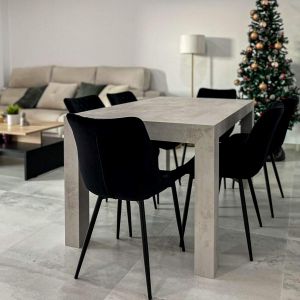 Iacopo Extendable Dining Table, 140(220)x90 cm, Concrete Effect, Grey