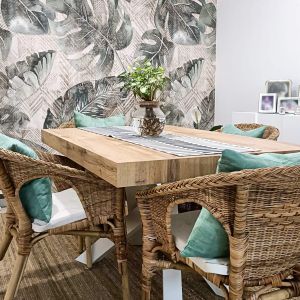 Masă extensibilă Emma 140(220)x90 cm, stejar rustic cu picioare încrucișate albe