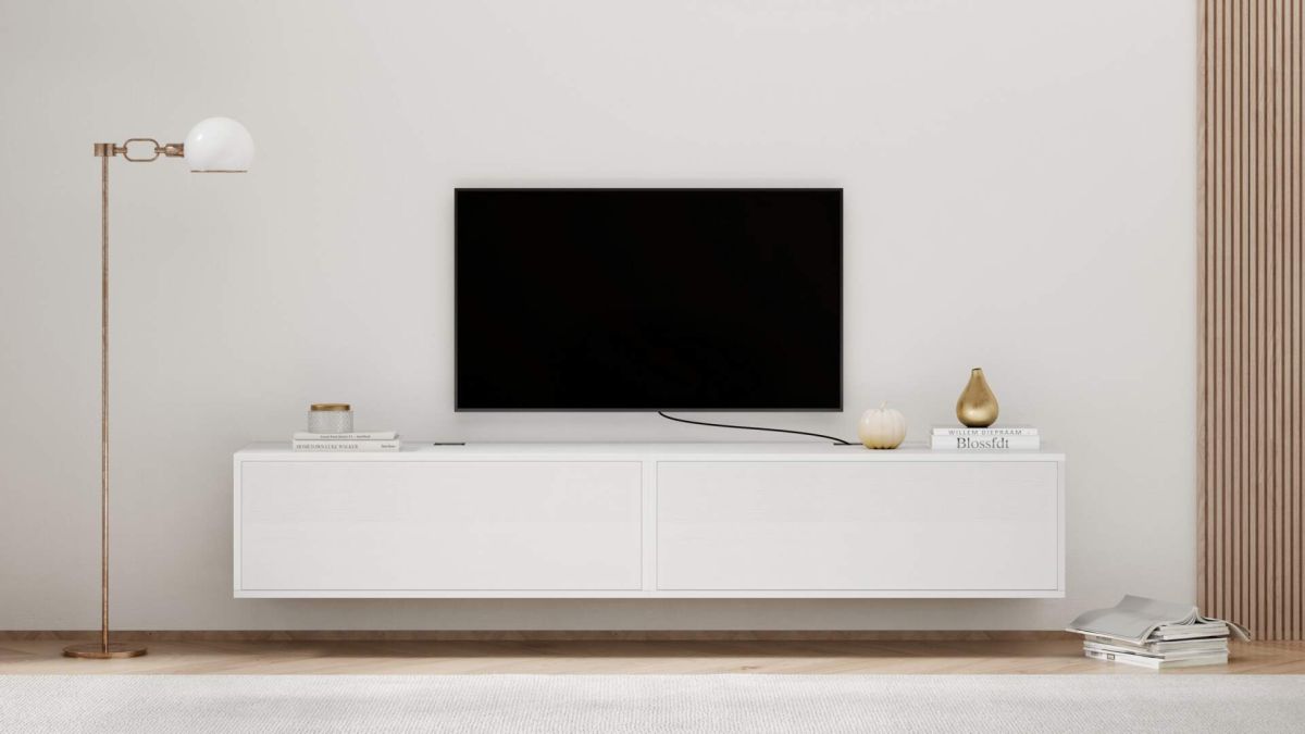 Parede de Tv Iacopo 1, freixo branco, 208x42x36 cm imagem do conjunto 1