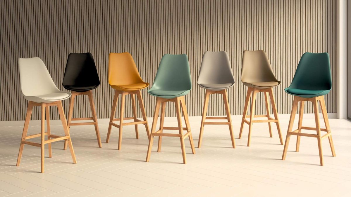 Greta nordic style stools, Set of 2, Beige set image 1