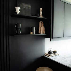 Paire d'étagères Evolution 80x15 cm, Frêne Noir, avec support en aluminium noir