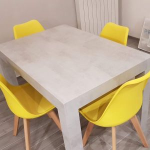 Mesa de cocina extensible First, 120(200)x80 cm, color Cemento gris