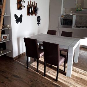 Mesa de cocina Iacopo, 140(220)x90 cm, color Cemento gris
