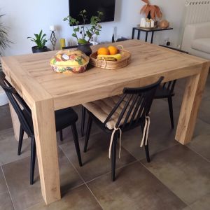 Table à manger extensible, Iacopo, 140(220)x90 cm, Bois Rustique