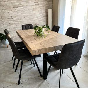 Emma 160(240)x90 cm uitschuifbare tafel, Eiken met zwarte kruispoten