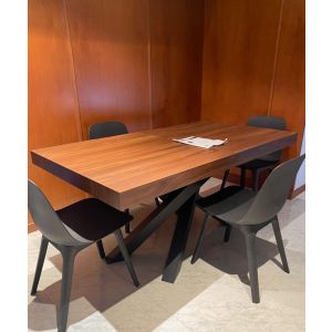 Emma 160(240)x90 cm Extendable Table, Canaletto Walnut with Black Crossed Legs