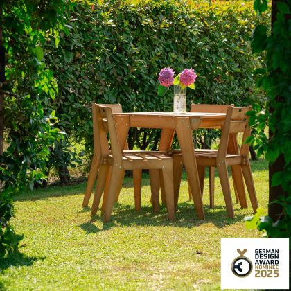 Table de Jardin en Bois 80 X 80 cm, Elena, Couleur Teck