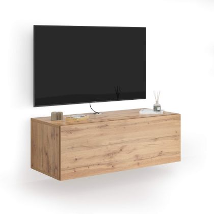 Meuble TV Mural Easy Avec Porte Abattante, Bois Rustique image principale