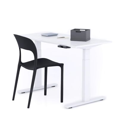 Bureau assis/debout Clara 120x60 Blanc Béton avec pieds blancs image principale