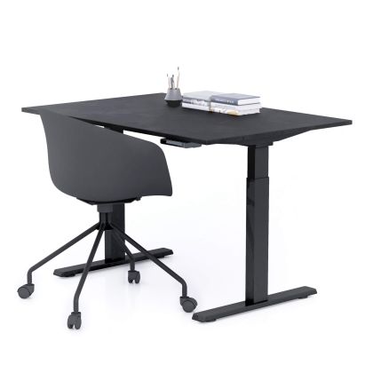 Bureau assis/debout Clara 120x80 Noir Béton avec pieds noirs image principale