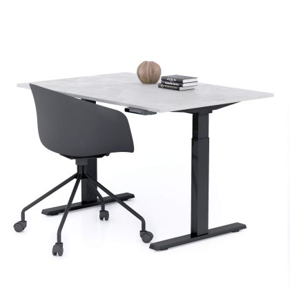 Bureau assis/debout Clara 120x80 Gris Béton avec pieds noirs image principale