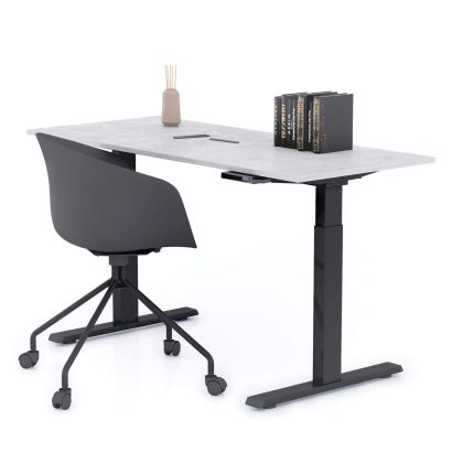 Bureau assis/debout Clara 140x60 Gris Béton avec pieds noirs image principale