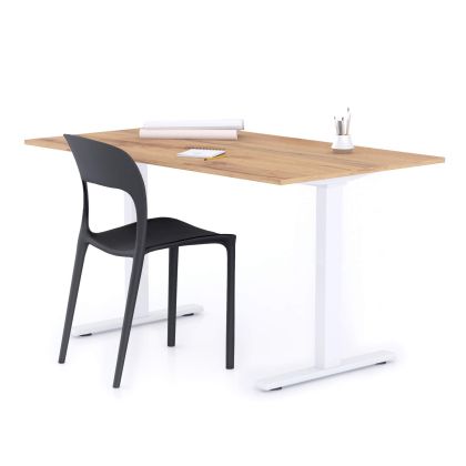 Schreibtisch Clara 140x80 Rustikale Eiche mit Fixen Weißen Beinen Hauptbild