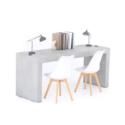 Bureau Evolution 180x60, Cement Grijs, twee poten en Draadloze Oplader hoofdafbeelding