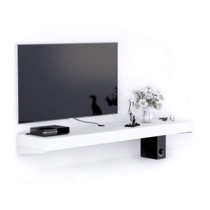 Support TV Mural Evolution 180x40, Frêne Blanc avec Chargeur Sans Fil image principale