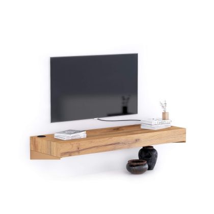 Suport TV suspendat Evolution 120x40, Stejar Rustic cu Încărcător Wireless