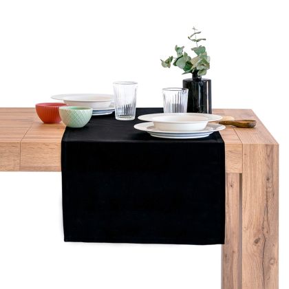 Gioele Cotton table runner 45x150, Black