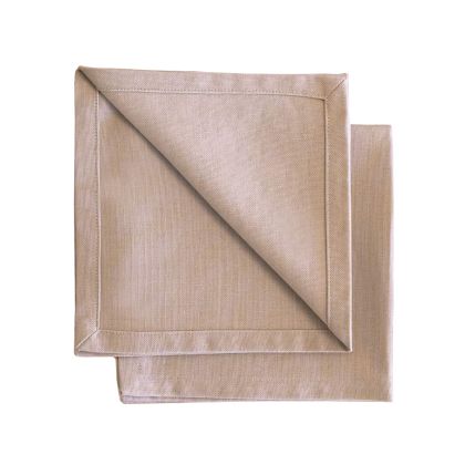 Serviettes de table Gioele en coton 35x35, Lot de 2, Beige