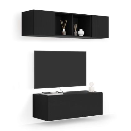 Easy Living Room Wall Unit 2, Ashwood Black, 142x44x160 cm main image