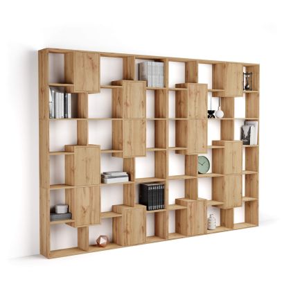 Bibliotecă de perete XL Iacopo cu uși (321,6 x 236,4 cm), Stejar Rustic