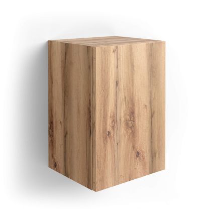 Estante de pared en forma de cubo con puerta Iacopo, color Madera rústica imagen principal