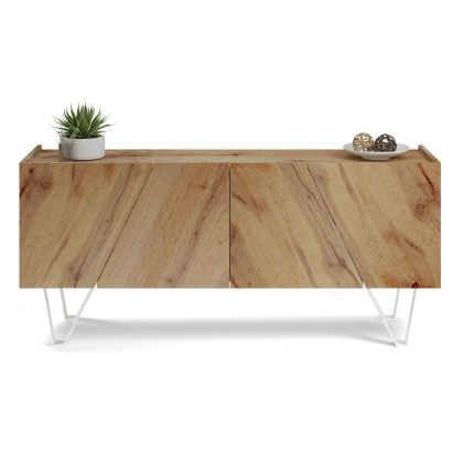 Emma 4-door Sideboard with white legs, Rustic Oak main image