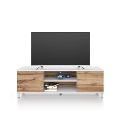 Rachele TV Stand, Ashwood White and Rustic Oak