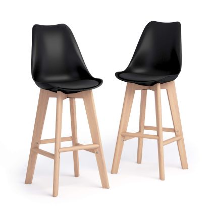 Tabourets scandinaves Greta, Lot de 2, Noir