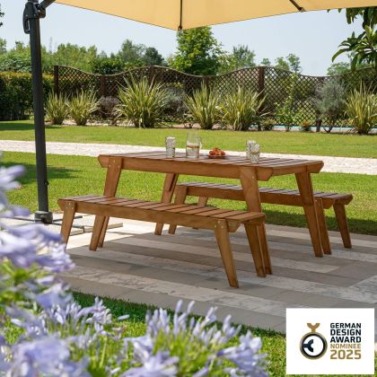 Table de Jardin en Bois 160 X 80 cm, Elena, Couleur Teck