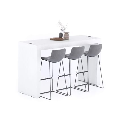 Table Haute Evolution 180x60, Frêne Blanc avec 2 pieds et Chargeur sans fil image principale