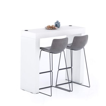 Table Haute Evolution 120x40, Frêne Blanc avec 2 pieds et Chargeur sans fil image principale
