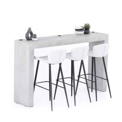 Evolution High Table with Wireless Charger 180x40, Concrete Effect, Grey main image
