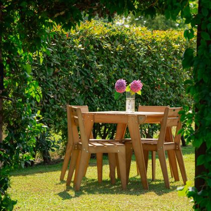 Tavolo da giardino in legno 80x80 cm, Elena, Colore Teak immagine principale