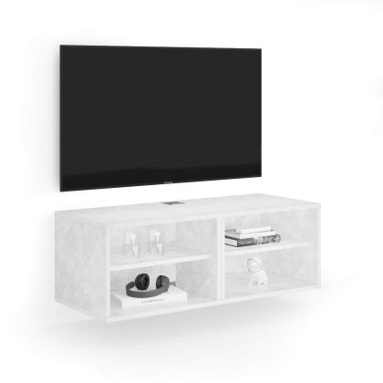 X Wall TV Unit without Door, Concrete Effect, White