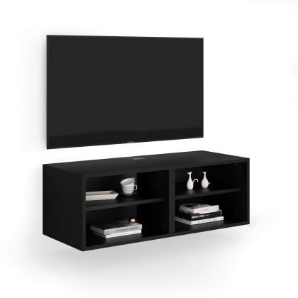 Mueble TV suspendido X, color madera negra imagen principal