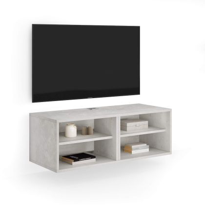 Móvel de TV suspenso X sem porta, cimento cinza imagem principal