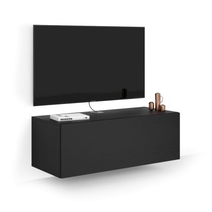 Mueble TV suspendido Easy con cajón, color madera negra imagen principal