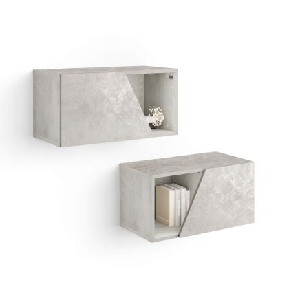 Set of 2 Emma Wall Units 70 with Flap Door, Concrete Effect, Grey main image