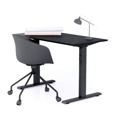 Clara Fixed Height Desk 120x60 Concrete Effect, Black with Black Legs main image