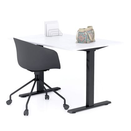 Clara Fixed Height Desk 120x80 Concrete Effect, White with Black Legs main image