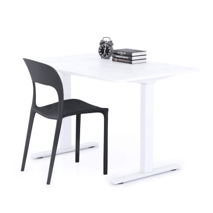 Clara Fixed Height Desk 120x80 Concrete Effect, White with White Legs main image